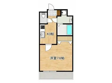 クロノス47黒髪(1K/1階)の間取り写真