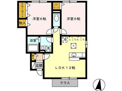 パストラーレ(2LDK/1階)の間取り写真