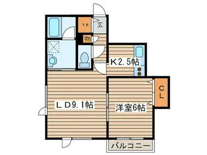 クリエイト麻生(1LDK/3階)の間取り写真