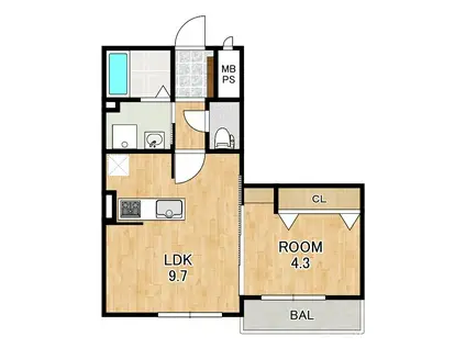 マキリヴィエール栄(1LDK/2階)の間取り写真