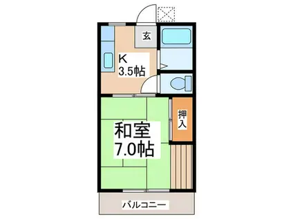 スカイハイツ(1K/1階)の間取り写真