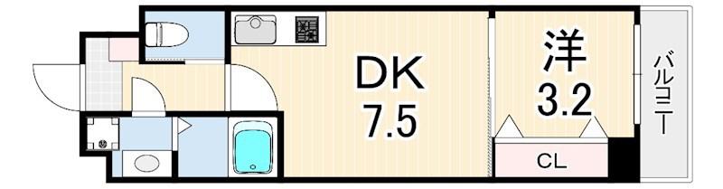 NU武庫川駅前(1DK/5階)の間取り写真