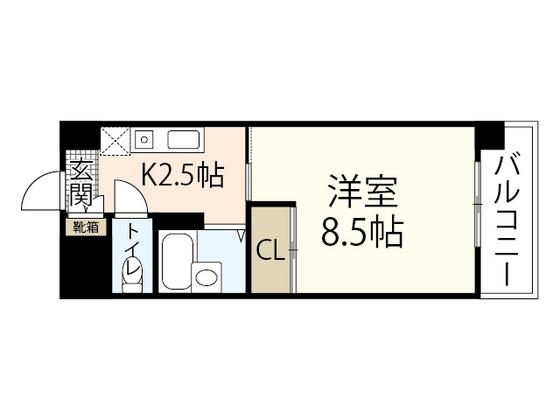 カーサ大正2ND(1K/3階)の間取り写真