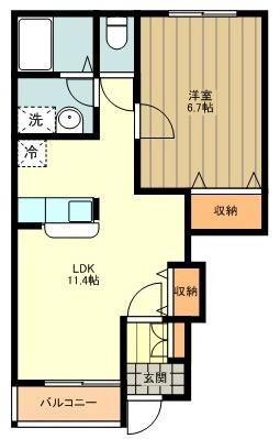 ウイングコート(1LDK/1階)の間取り写真