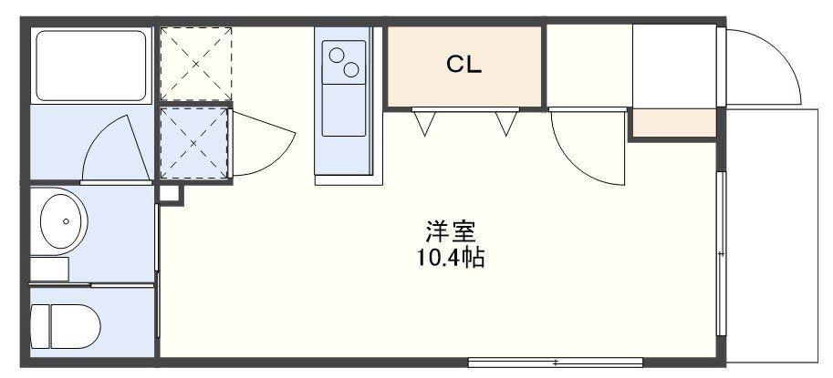 ビーコンヒルズ(ワンルーム/2階)の間取り写真
