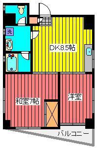 パレ・ジュトー(2DK/10階)の間取り写真