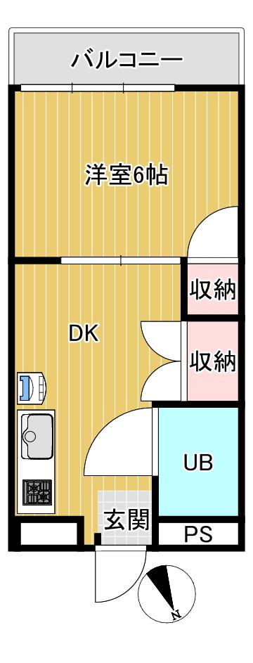 曳舟マンション(1K/2階)の間取り写真