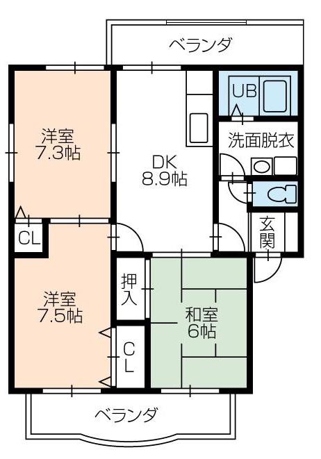 ハイツスズコマ(3DK/1階)の間取り写真