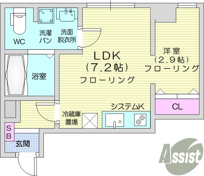 メリディアン多賀城新田(1LDK/1階)の間取り写真