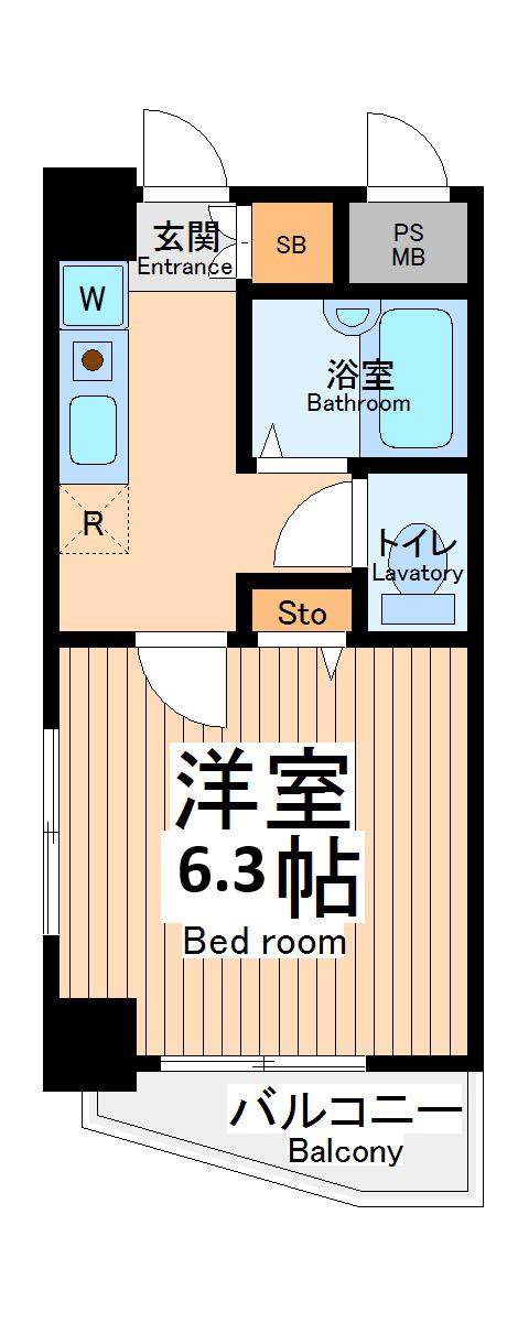 クレール本町(1K/6階)の間取り写真