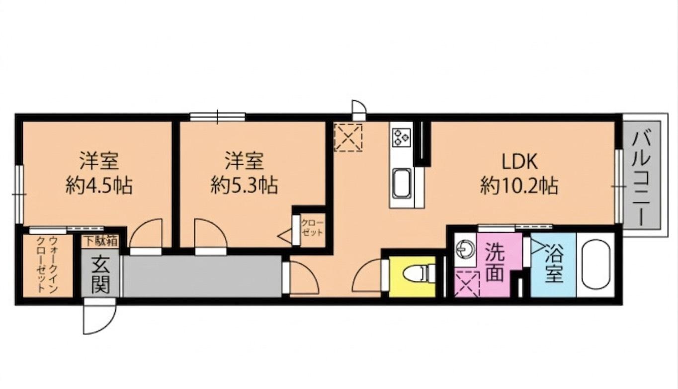 GOLD HIMEII(2LDK/1階)の間取り写真