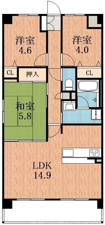 OC RESIDENCE R HAMAGUCHI(3LDK/2階)の間取り写真