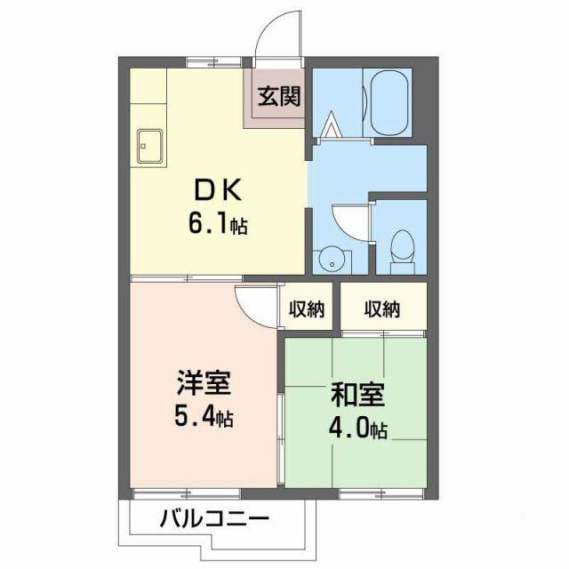 ハイツエヌ(2DK/2階)の間取り写真