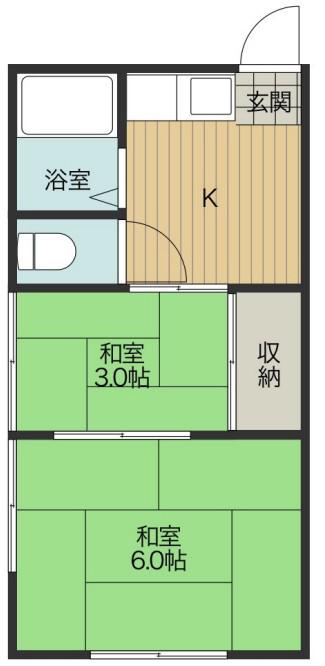 ハイツ高峯(2K/1階)の間取り写真