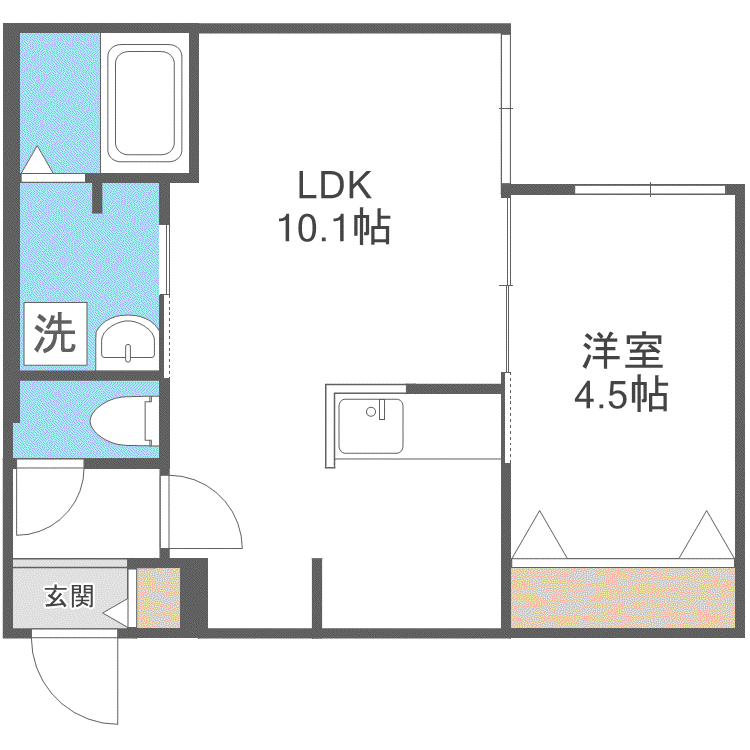 ブランシャール医大前(1LDK/4階)の間取り写真