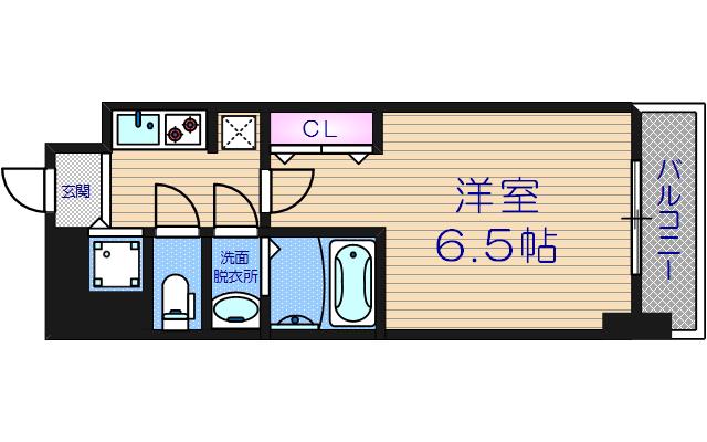ジュネーゼグラン淀屋橋(1K/9階)の間取り写真