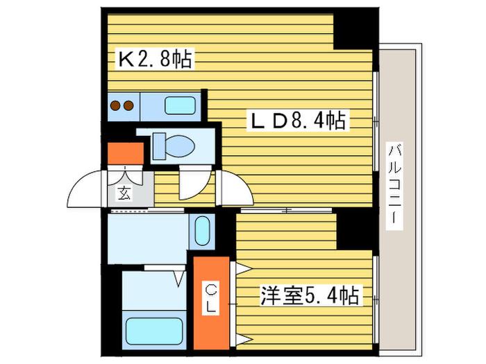 N6ウエスト11・M(1LDK/2階)の間取り写真