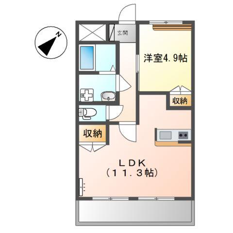 フェリシデーデ(1LDK/3階)の間取り写真