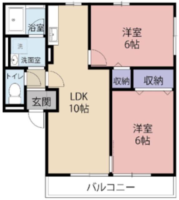 サンモールミナミ A(2LDK/2階)の間取り写真