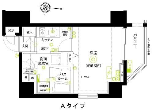 ズーム浜松町(1K/2階)の間取り写真