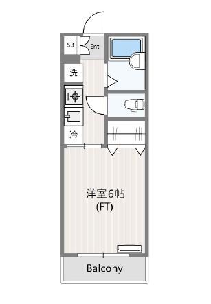 テラマエフラッツ諏訪(1K/2階)の間取り写真