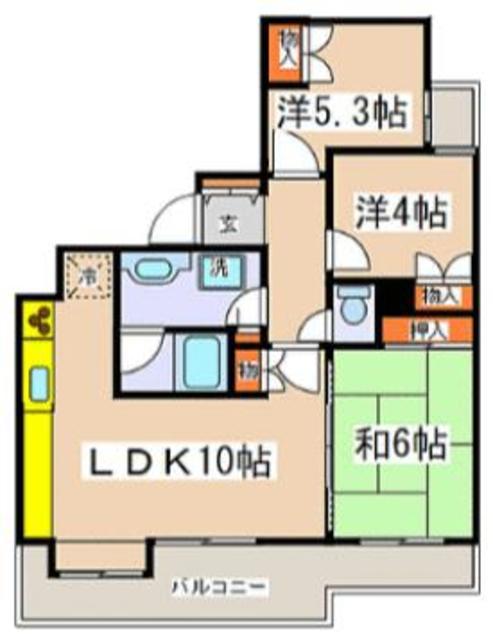 ファミールヴィラ多摩(3LDK/4階)の間取り写真