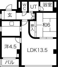 エンブレム山の手(2LDK/3階)の間取り写真