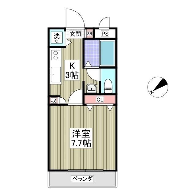 KURADO片柳(1K/3階)の間取り写真