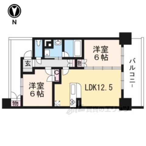 地下鉄烏丸線 烏丸御池駅 徒歩4分 11階建 築11年(2LDK/8階)の間取り写真