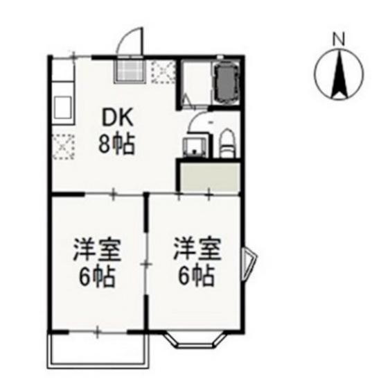 シャトレイーストB(2DK/1階)の間取り写真