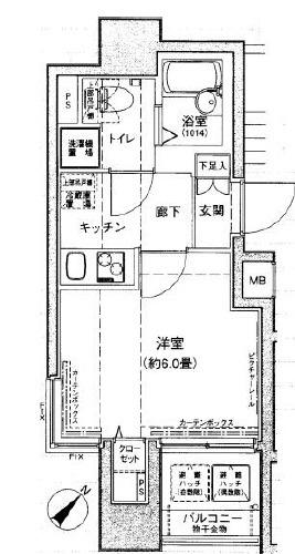 ドルチェ日本橋浜町弐番館(1K/5階)の間取り写真