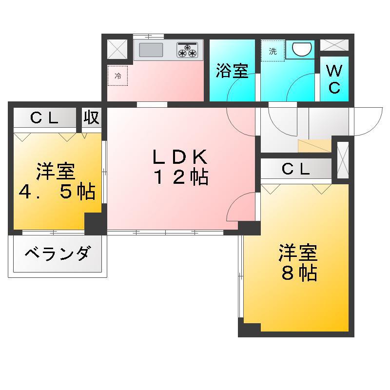 プレジデント ミタマ(2LDK/2階)の間取り写真