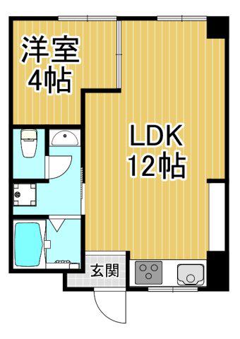ウィズ富松2番館(1LDK/3階)の間取り写真
