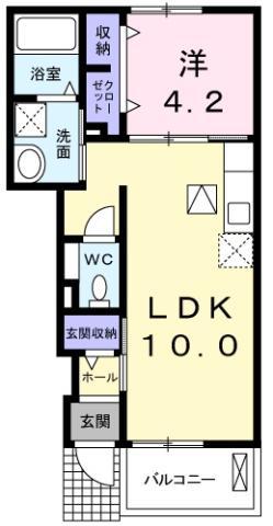 グラチチュードI(1LDK/1階)の間取り写真