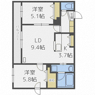 クレストハウス1816(2LDK/3階)の間取り写真