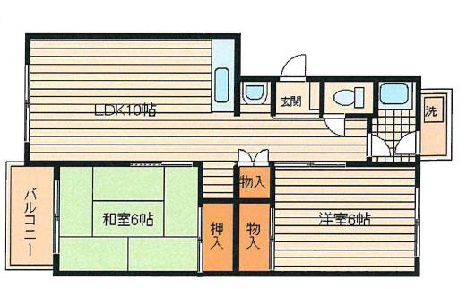 都島コーポ(2LDK/2階)の間取り写真