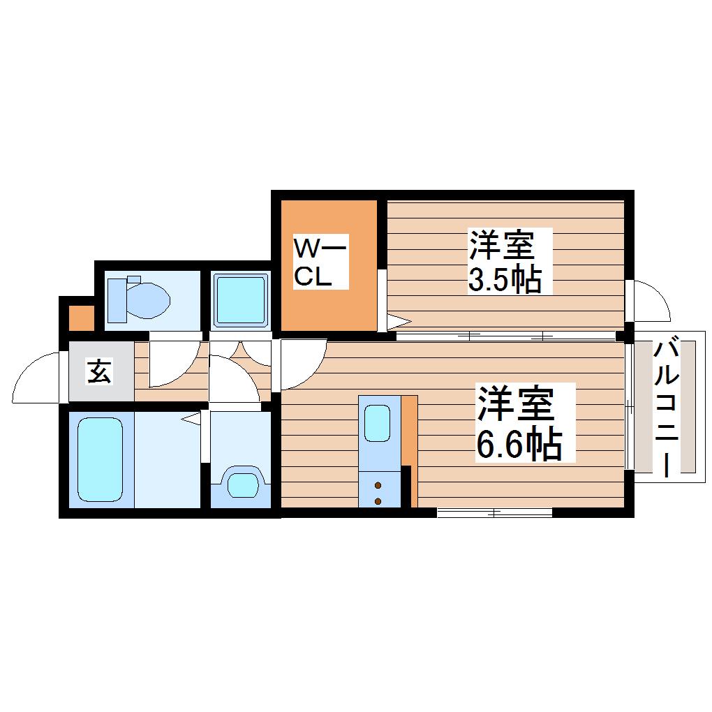 アンセル長町A(1DK/1階)の間取り写真