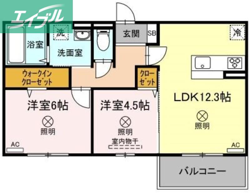 プラトー B棟(2LDK/3階)の間取り写真