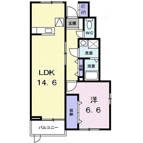 フリーゼ III(1LDK/1階)の間取り写真
