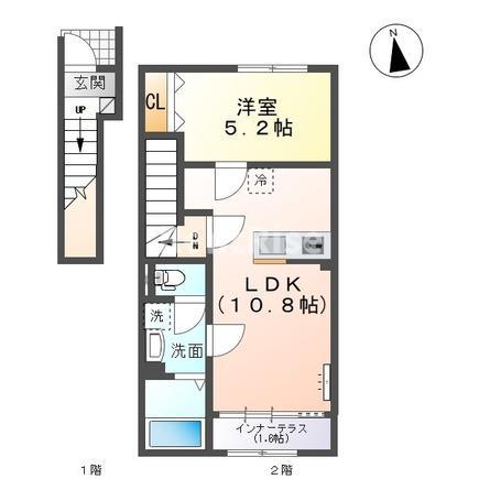 西五城アパート(1LDK/2階)の間取り写真