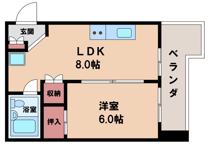 ファイブ日光(1LDK/5階)の間取り写真