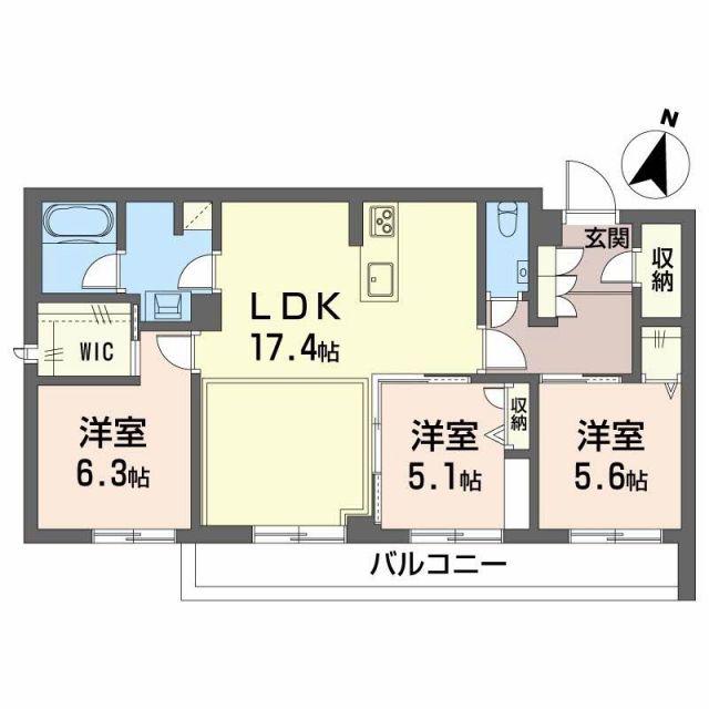 AZUR米山(3LDK/1階)の間取り写真