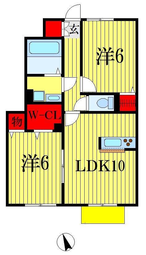 アムール(2LDK/1階)の間取り写真