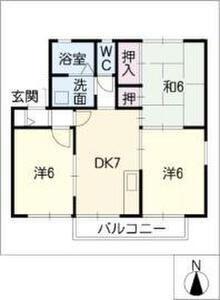トゥインクルコート畔 B(3DK/2階)の間取り写真