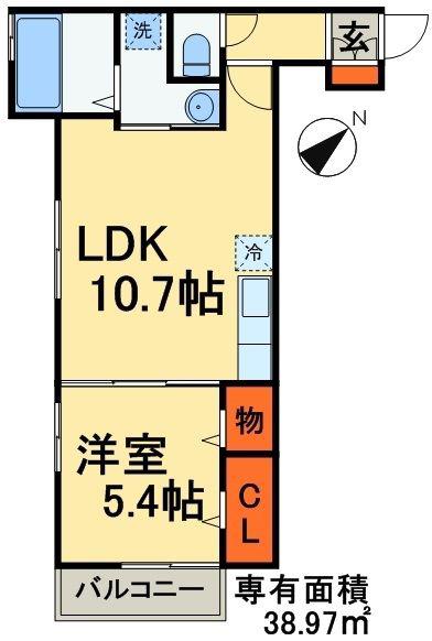 エクサージュⅡ(1LDK/1階)の間取り写真