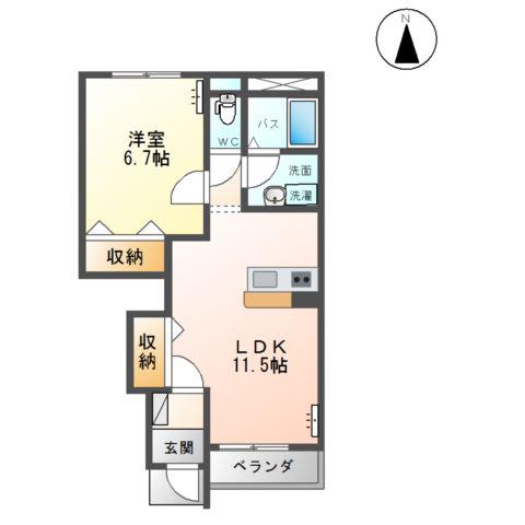 ブルーム(1LDK/1階)の間取り写真