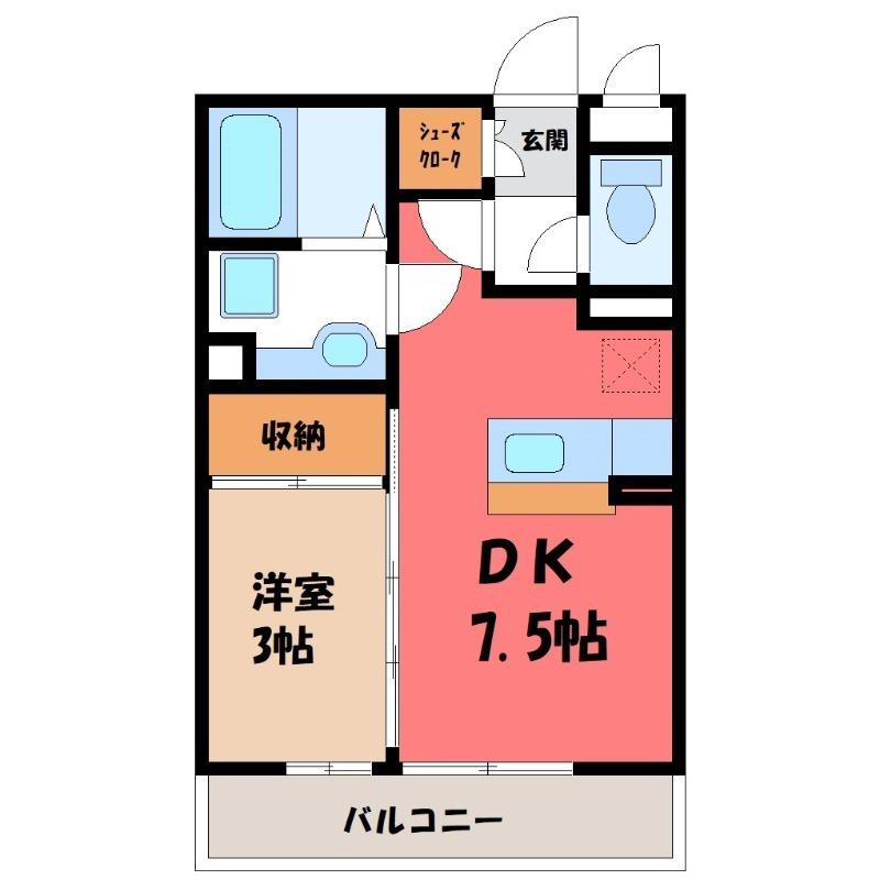 オルタシア カツラ(1DK/3階)の間取り写真