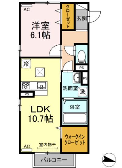 アルティメットM(1LDK/1階)の間取り写真