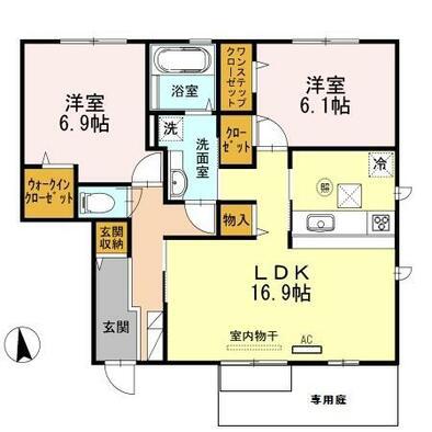 デルニエコート A棟(3LDK/1階)の間取り写真