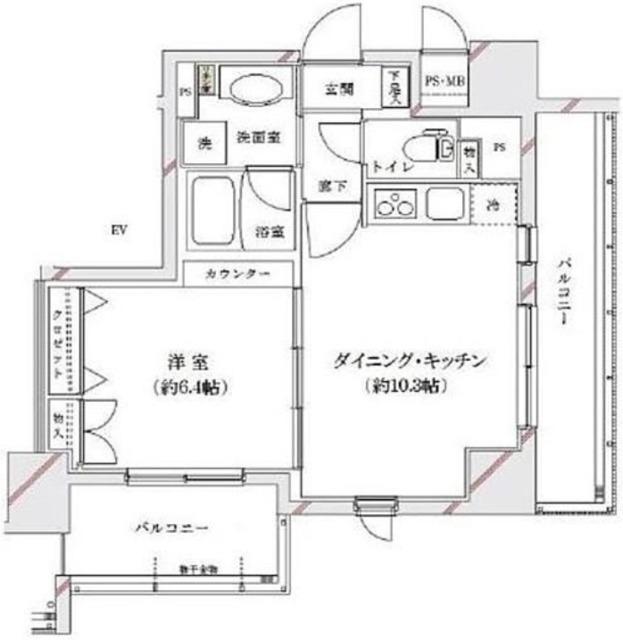 ライジングプレイス浅草弐番館(1LDK/2階)の間取り写真